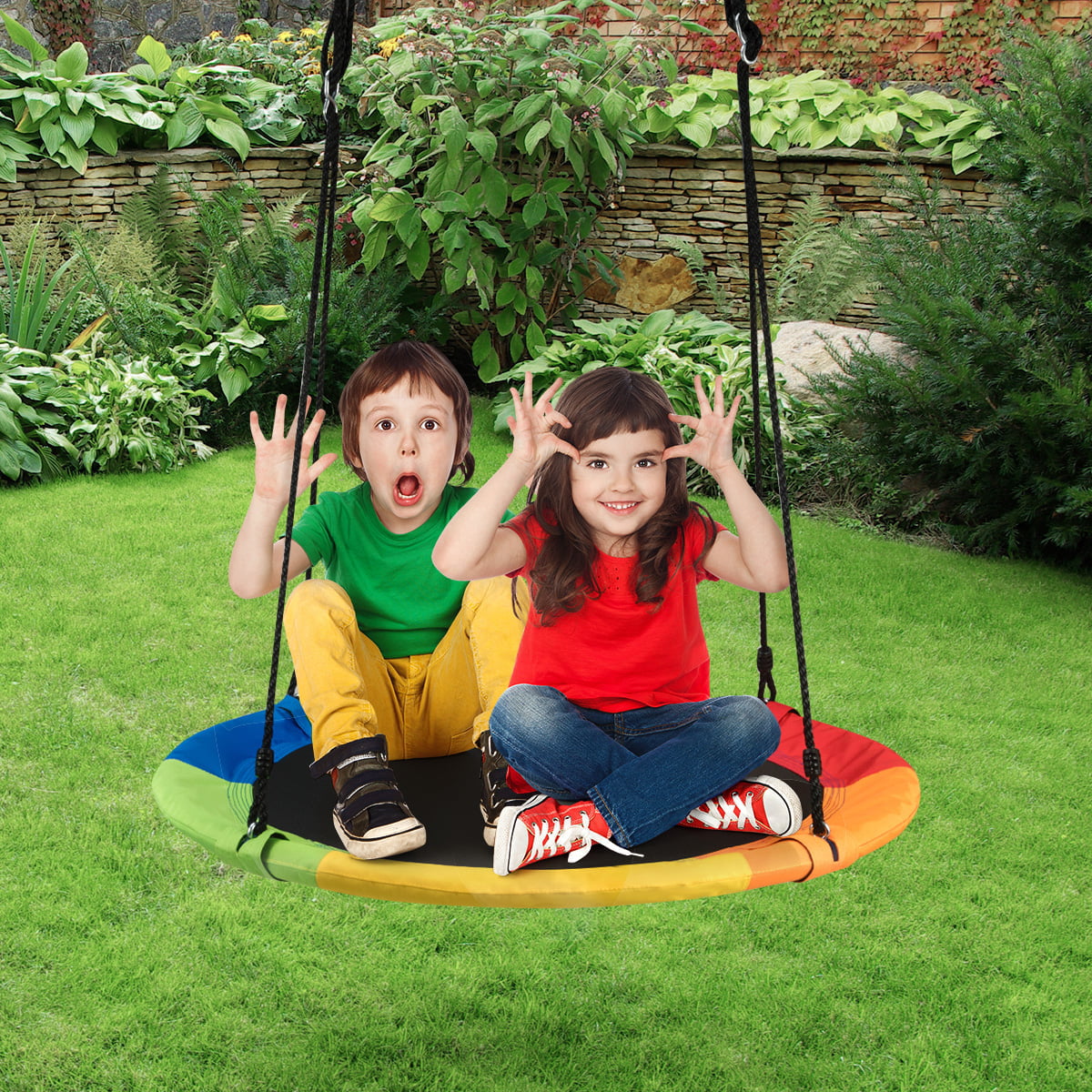 SUGIFT 40Inch Tree Swing Indoor Outdoor Play Set Swing for Kids, Colorful