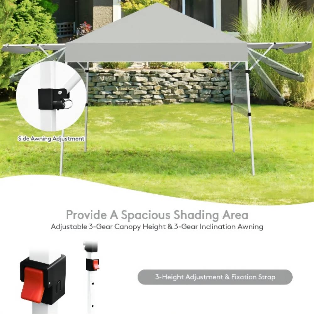 17 ft. x 10 ft. Foldable Pop Up Gazebo Canopy with Adjustable Instant Sun Shelter