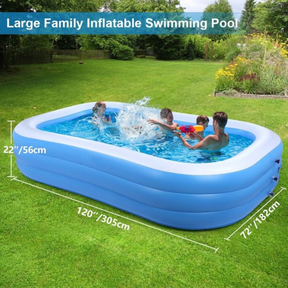 120 in. x 72 in. x 22 in. Rectangle Outdoor Full-Sized Inflatable Above Ground Kiddle Pool