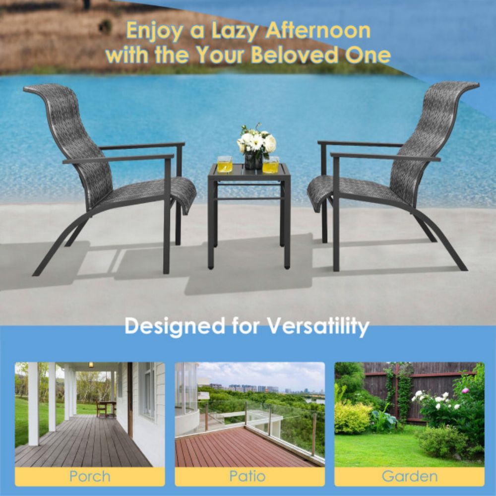 Gray 3-Piece Outdoor Rattan Bistro Set
