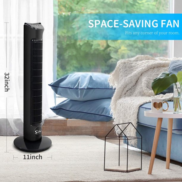SUGIFT 32in Electric Oscillating Tower Fan, Remote Control, 7.5-hour Built-in timer, 9 different air flow