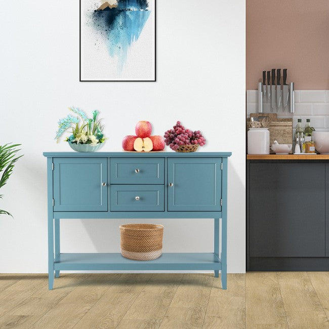 SUGIFT Sideboard Buffet Table Wooden Console Table with Drawers & Cabinets,Blue