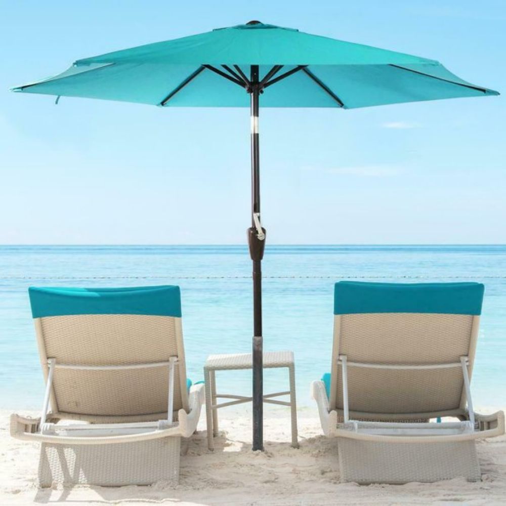 7.5 ft. Metal Outdoor Market Crank and Tilt Patio Umbrella in Turquoise