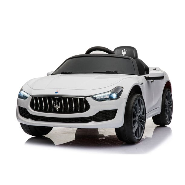 SUGIFT 12V Kids Ride On Car, Electric Vehicle with Remote Control, MP3, USB, Music, Horn, LED Lights, Openable Doors, White