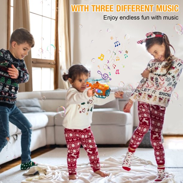 SUGIFT Bubble Gun Bubble Machine for Toddlers, 2000+ Bubbles Per Minute, Helicopter Bubble Maker with Light and Music, Birthday Gifts