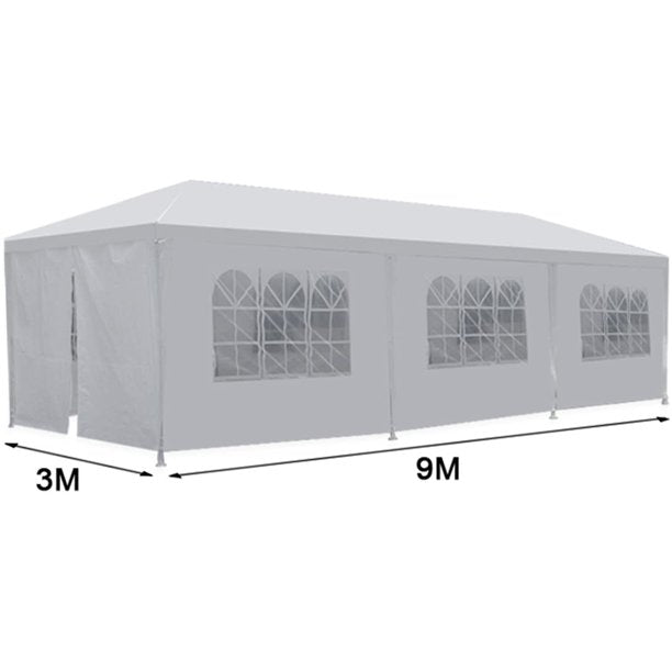 SUGIFT 10 x30 Outdoor Gazebo White Canopy with sidewalls Party Wedding Tent Cater Events Pavilion Beach BBQ (10'X30')