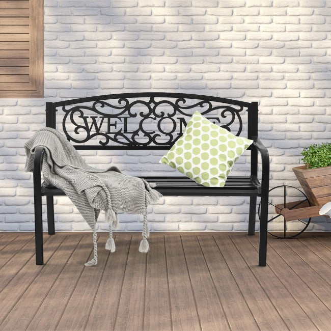 SUGIFT Garden Bench with Elegant Bronze Finish and Durable Metal Frame,Black
