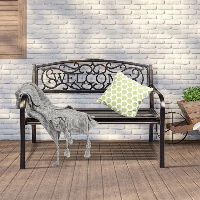 SUGIFT Garden Bench with Elegant Bronze Finish and Durable Metal Frame,Bronze