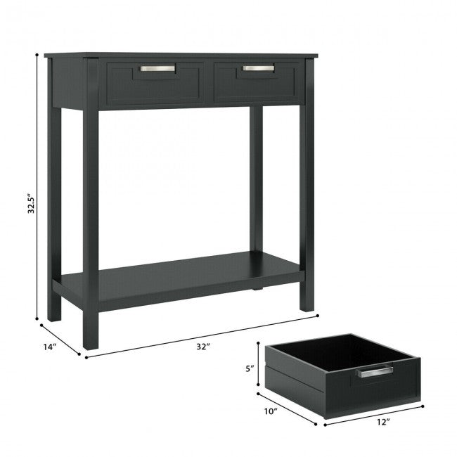 SUGIFT Entryway Storage Shelf with 2 Drawers Accent Console,Black