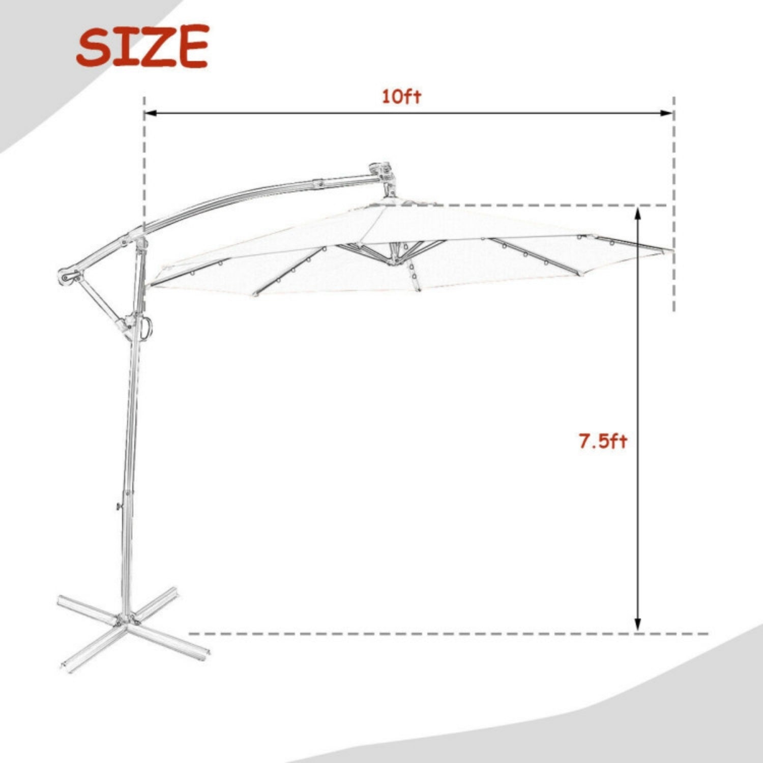 SUGIFT 360¡ãRotation Solar Powered LED Offset Umbrella without Weight Base, Orange