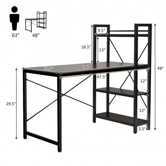 SUGIFT Computer Desk with 4 Tier Storage Shelves
