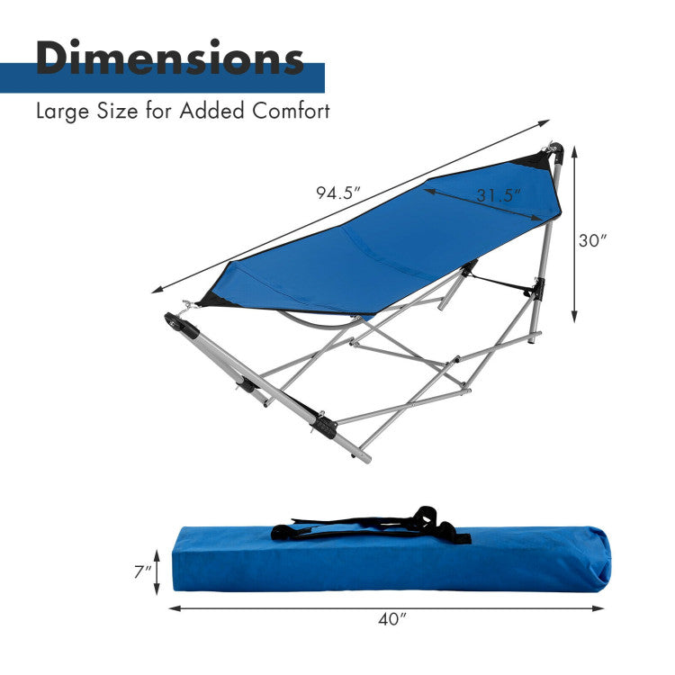 7.9 ft. Free Standing Bed Hammock with Stand in Blue