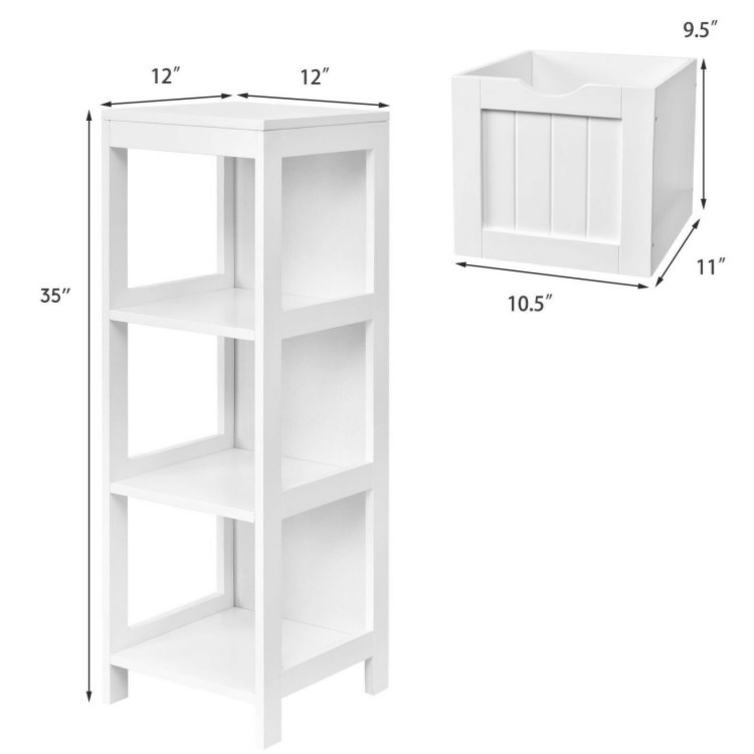 SUGIFT Wooden Bathroom Floor Cabinet with Removable Drawers, White