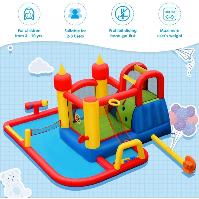 SUGIFT Inflatable Water Slide Jumper Bounce House with Ocean Ball without Blower