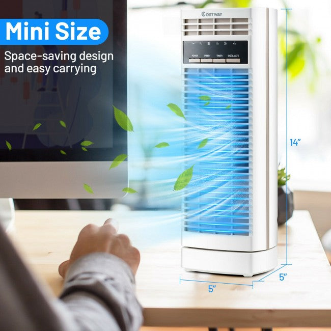SUGIFT 14 In Oscillating Tower Fan Electric with 3 Speed and Timer£¬Mini Desk Fan,White