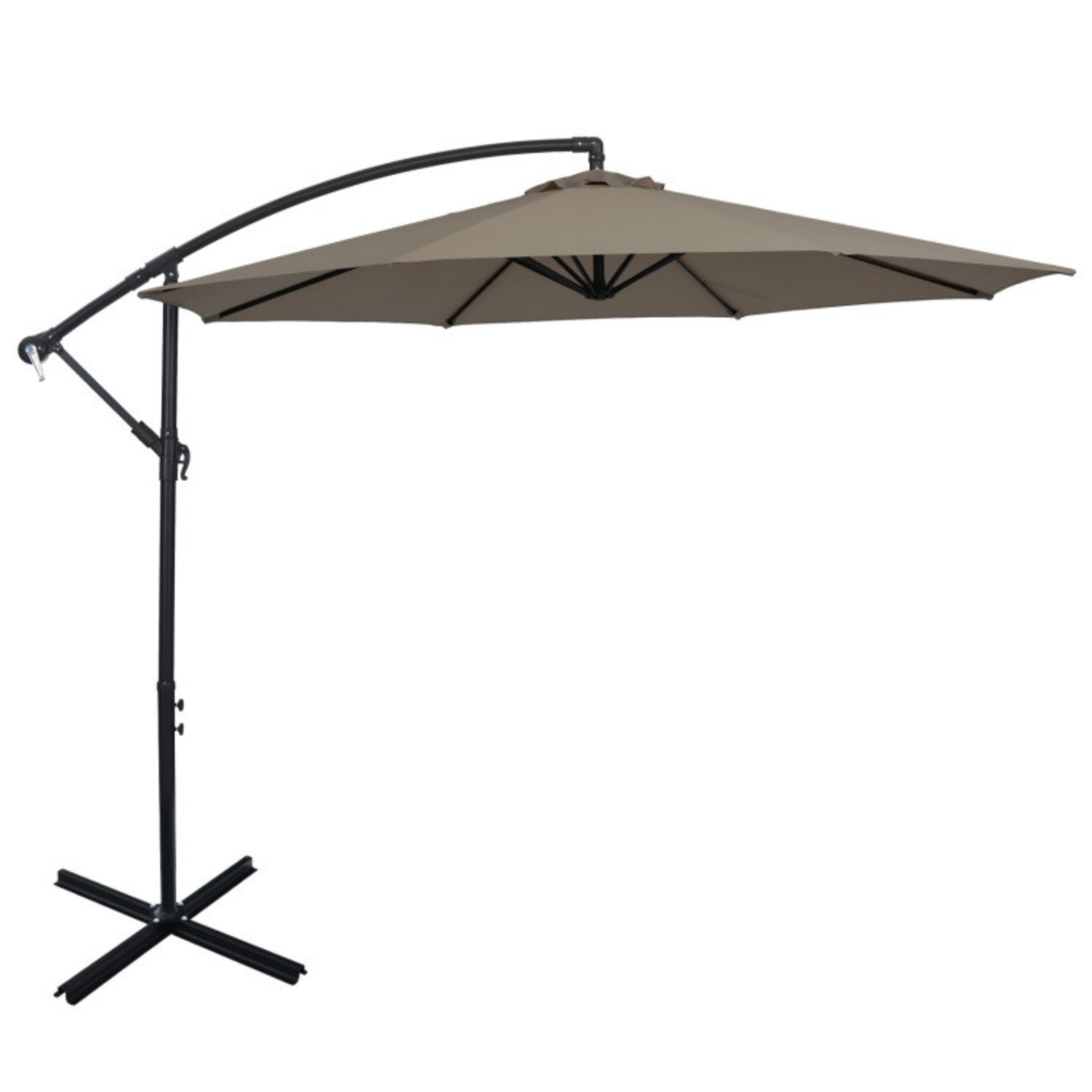 SUGIFT 10 Feet Offset Umbrella with 8 Ribs Cantilever and Cross Base,Brown
