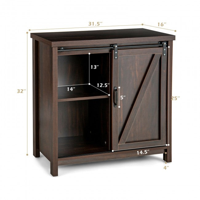 SUGIFT Freestanding Kitchen Buffet Storage Cabinet with Sliding Barn Door
