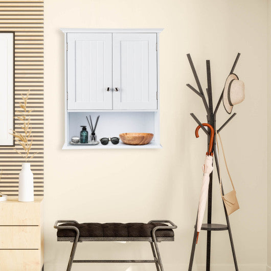 Wall Mount Bathroom Cabinet Storage Organizer with Doors and Shelves