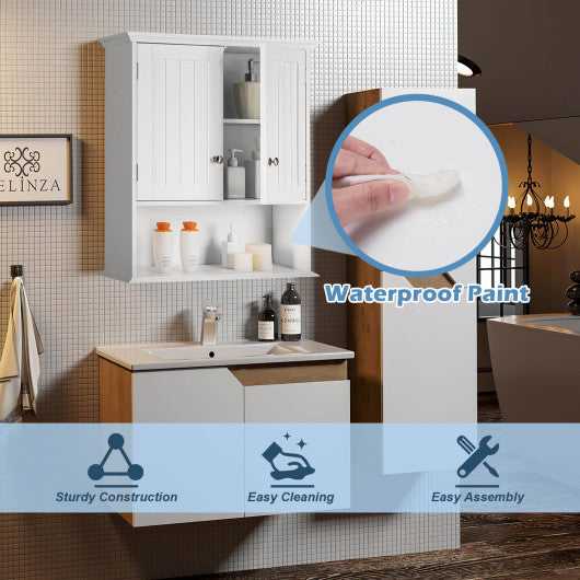 Wall Mount Bathroom Cabinet Storage Organizer with Doors and Shelves