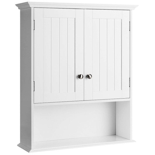 Wall Mount Bathroom Cabinet Storage Organizer with Doors and Shelves