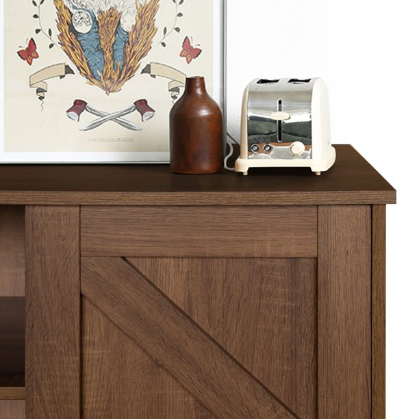 SUGIFT 32in Farmhouse Barn Door Accent Cabinet Cabinet Storage