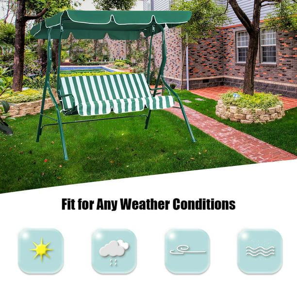SUGIFT 3-Seat Outdoor Steel Porch Swing with Canopy