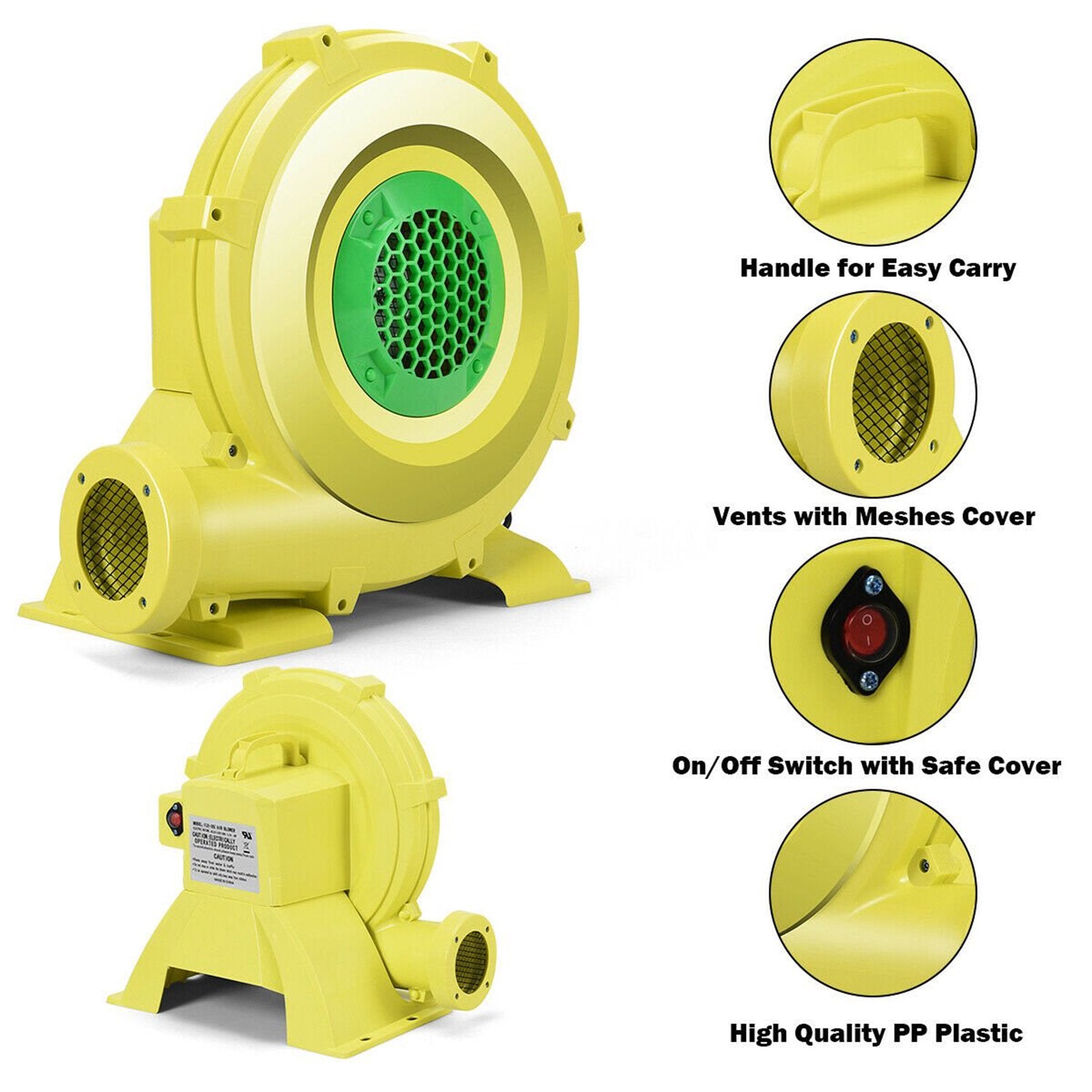 SUGIFT Air Blower Pump Fan 950 Watt 1.2 HP For Inflatable Bounce House Bouncy Castle