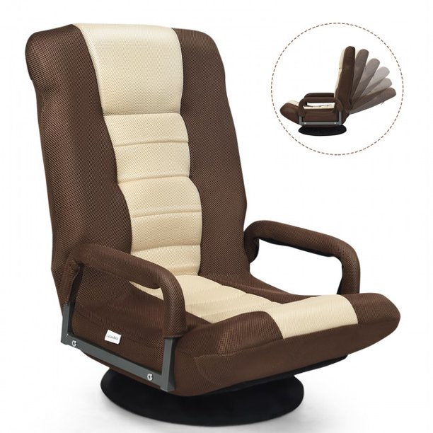 Gaming Floor Sofa Chair 360-Degree Swivel  with Foldable Adjustable Backrest