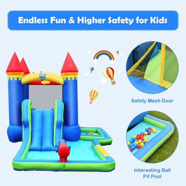 SUGIFT Kids Inflatable Bounce House Water Slide without Blower