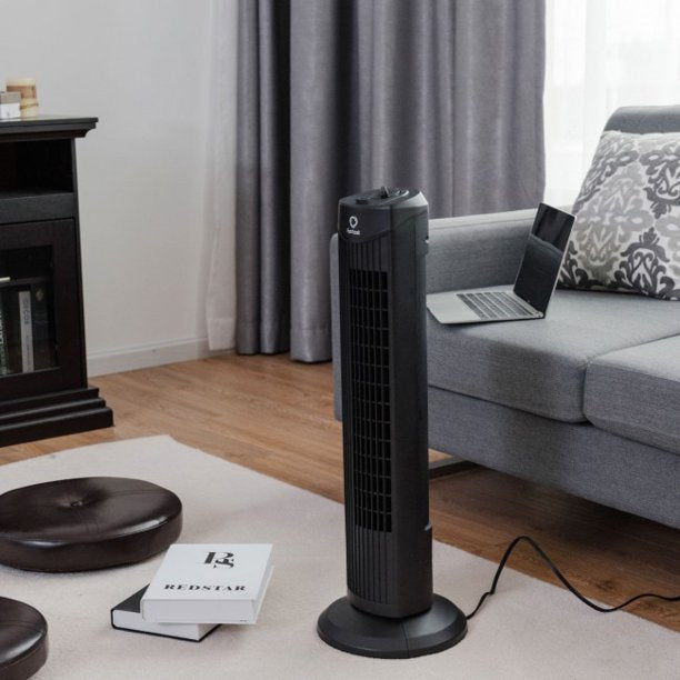 SUGIFT Tower Fan Stand Fan Oscillating Fan Bladeless Air Cooler 35W 28 Inch Black