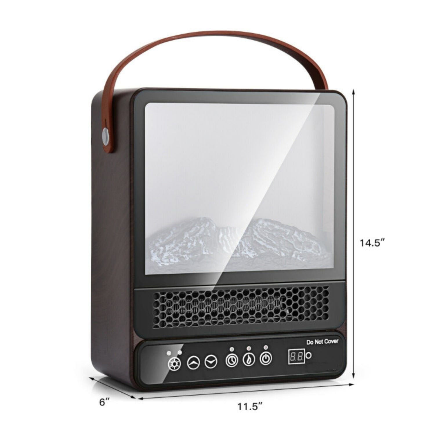 SUGIFT 1500W Electric Fireplace Tabletop Portable Space Heater with 3D Flame Effect-Walnut