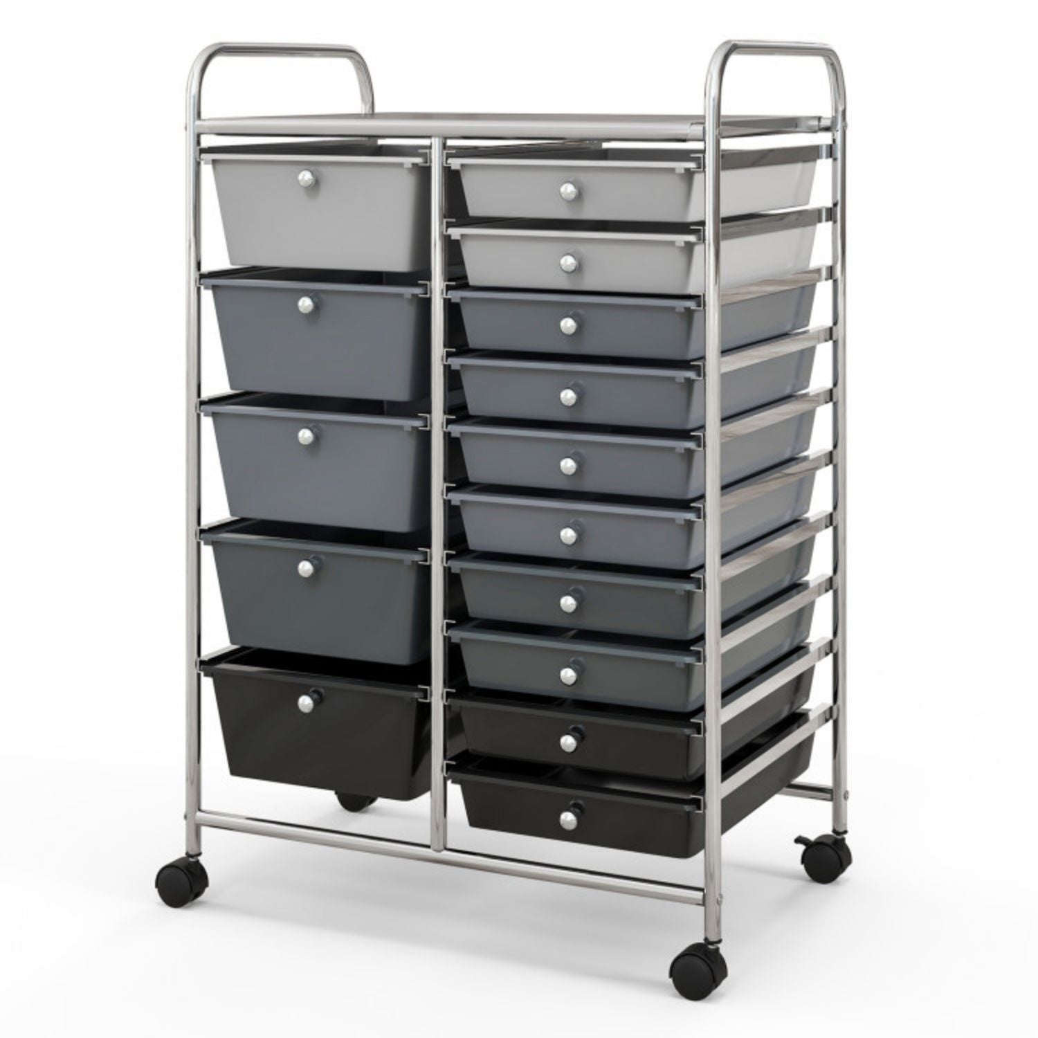 SUGIFT 15-Drawer Utility Rolling Organizer Cart Multi-Use Storage-Black & Gray