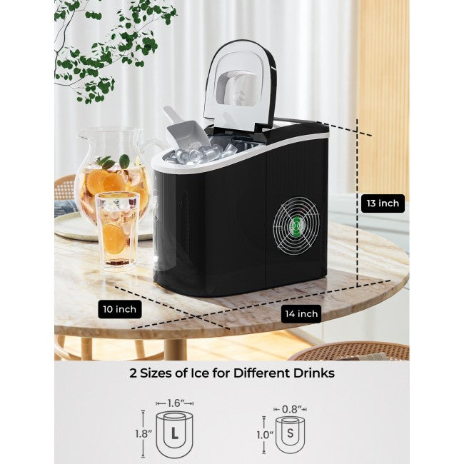 SUGIFT Rapid Portable Automatic Electric Countertop Ice Maker,6 Colors Compact Top Load 26.5 Lbs,Black