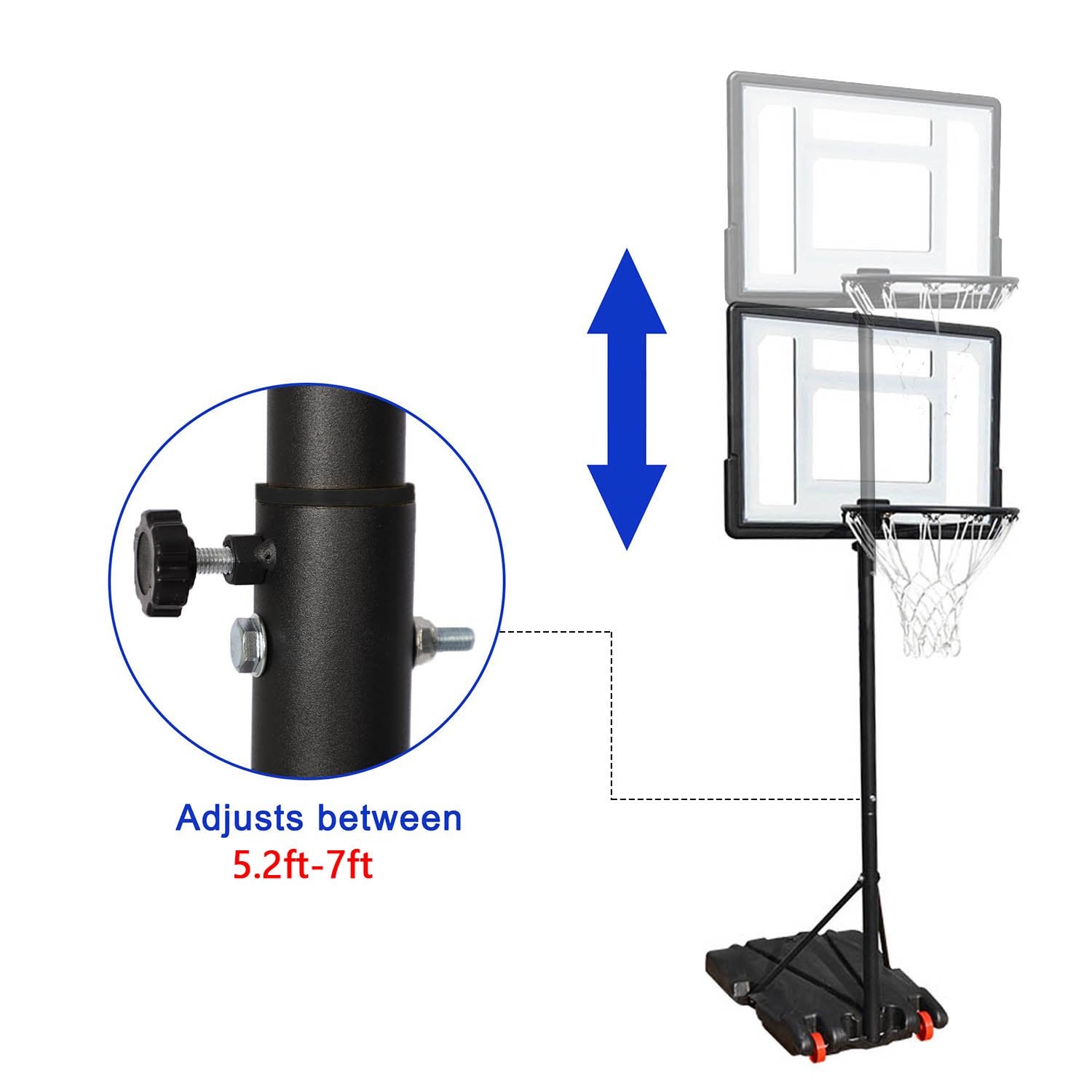 Best Choice Products Kids Height-Adjustable Basketball Hoop, Portable  Backboard System w/ 2 Wheels - White