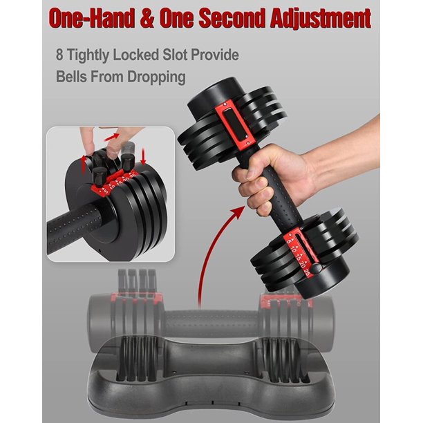SUGIFT Adjustable Dumbbell 25 lbs with Fast Automatic Adjustable and Weight Plate for Home Gym Strength Training Fitness