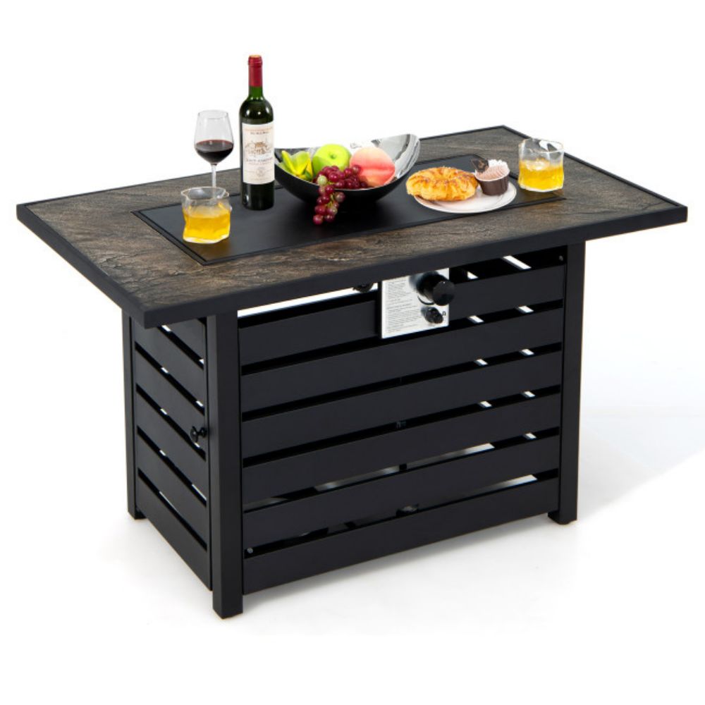 42 in. Outdoor Metal Rectangular Propane Gas Fire Pit Table with Table Cover