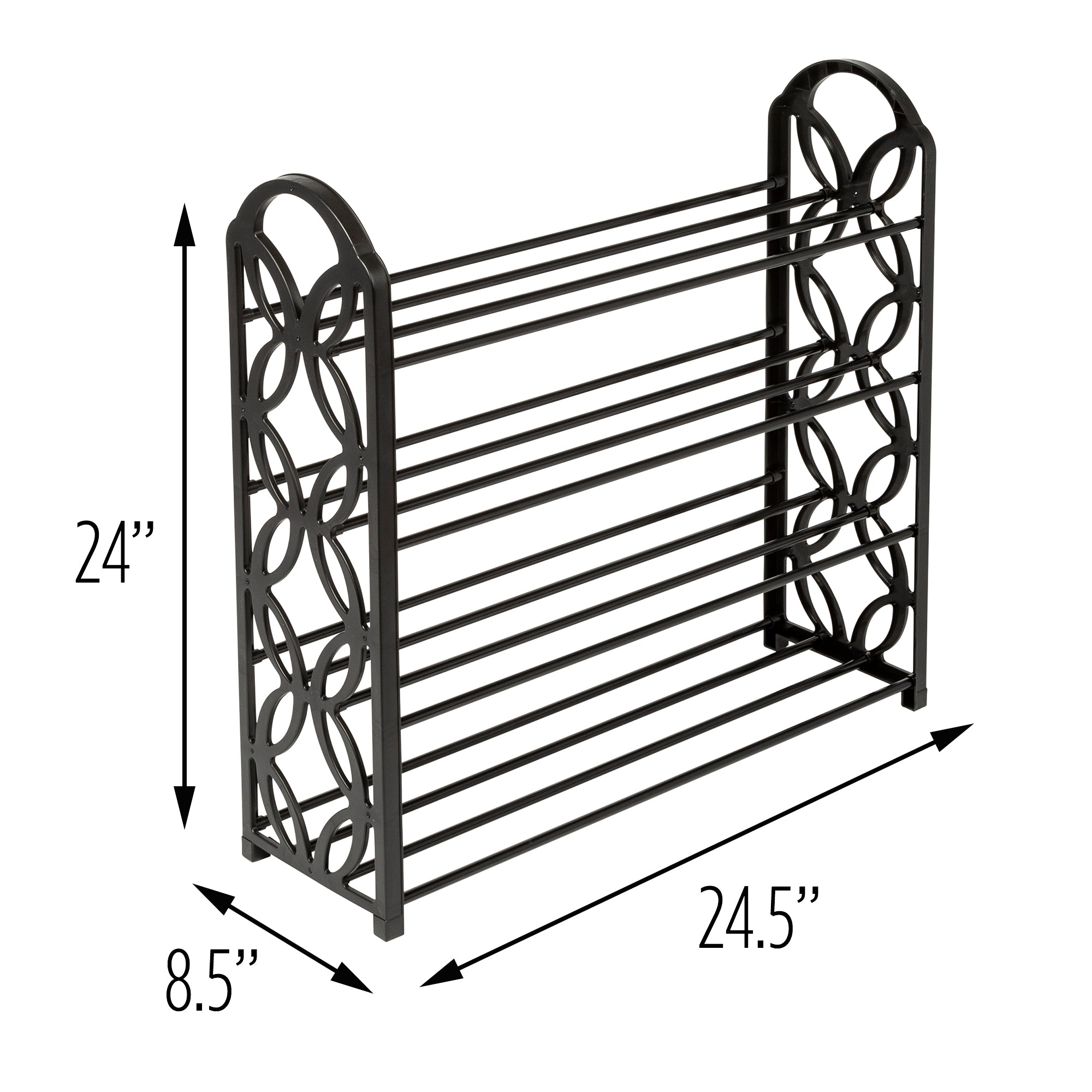 4-Shelf Black Lightweight Shoe Rack