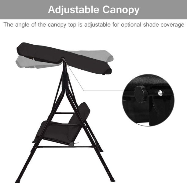 SUGIFT 2 Person Canopy Swing Weather Resistant for Porch Garden Backyard Lawn£¬Black