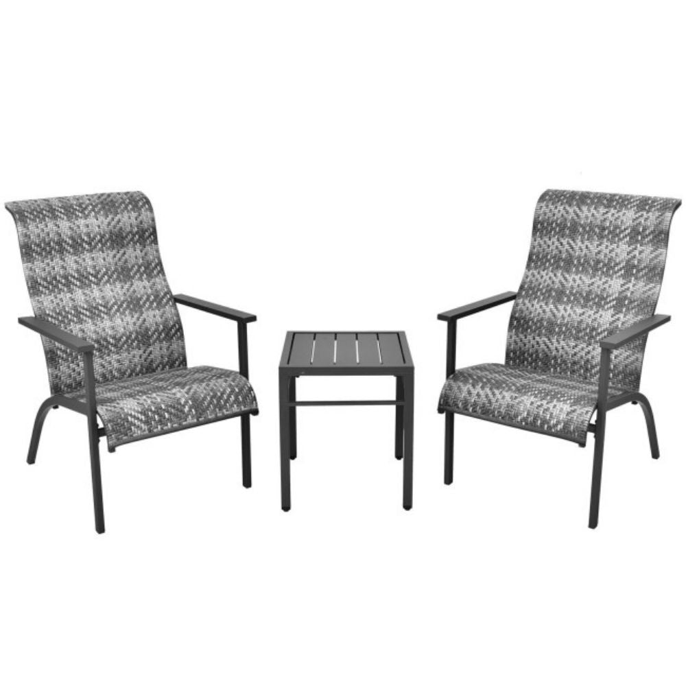 Gray 3-Piece Outdoor Rattan Bistro Set