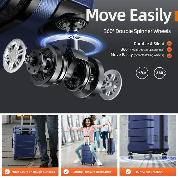 SUGIFT 3 Piece Luggage Set Expandable ABS Hard Shell luggage TSA Lock Hardside Double Spinner Wheels Suitcase BLACK