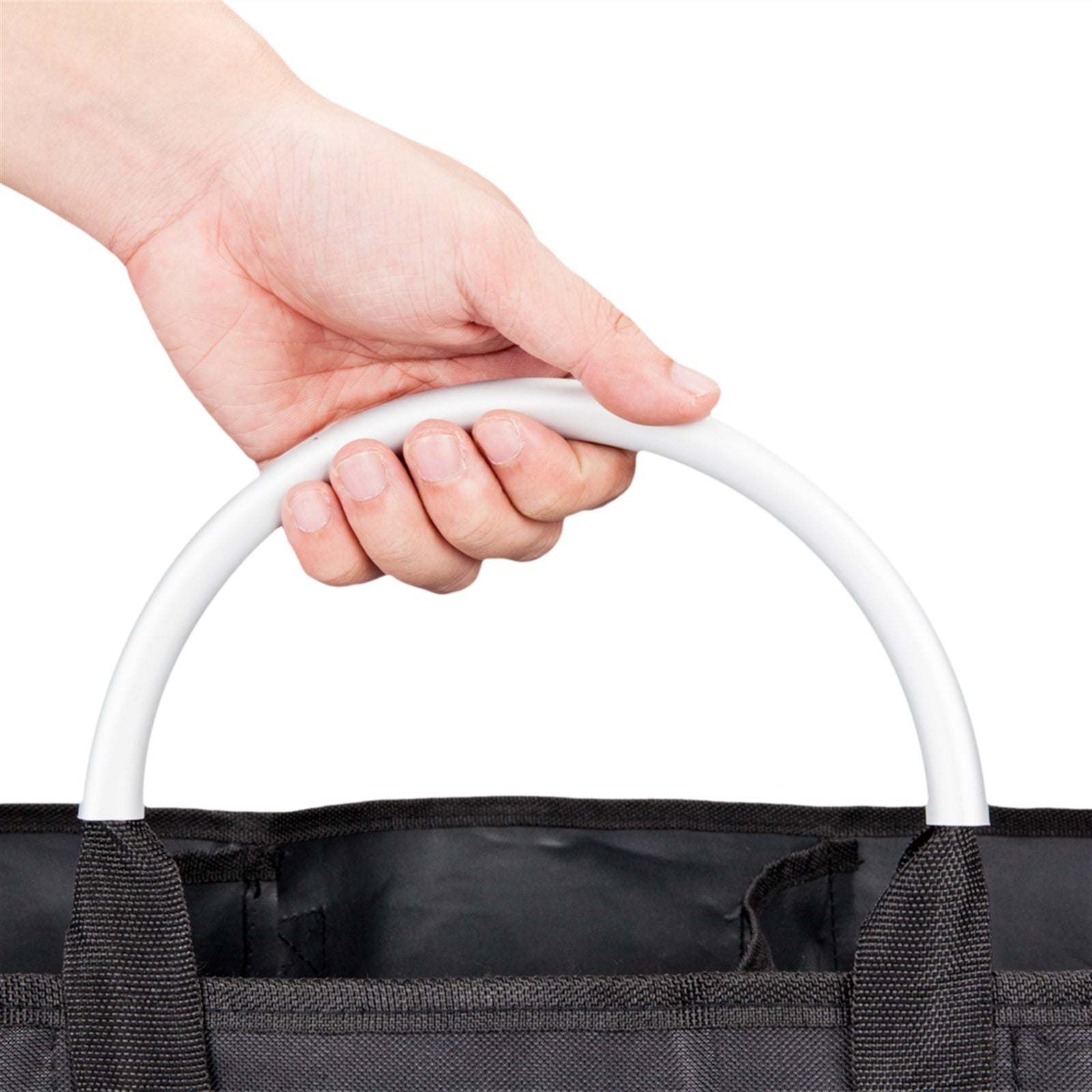 Portable Three Lattice Large Capacity Laundry Basket Black