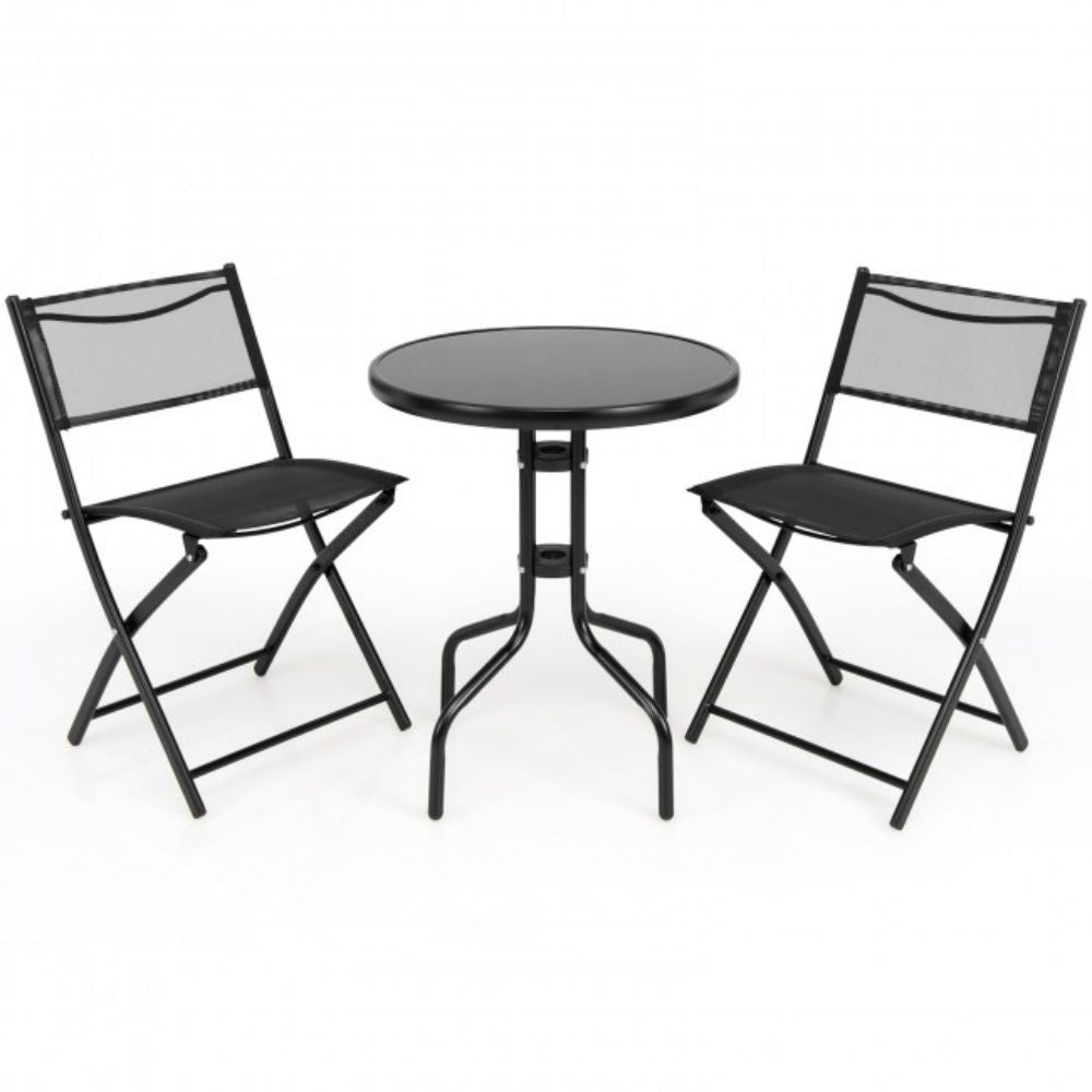 3-Piece Outdoor Metal Folding Patio Conversation Set