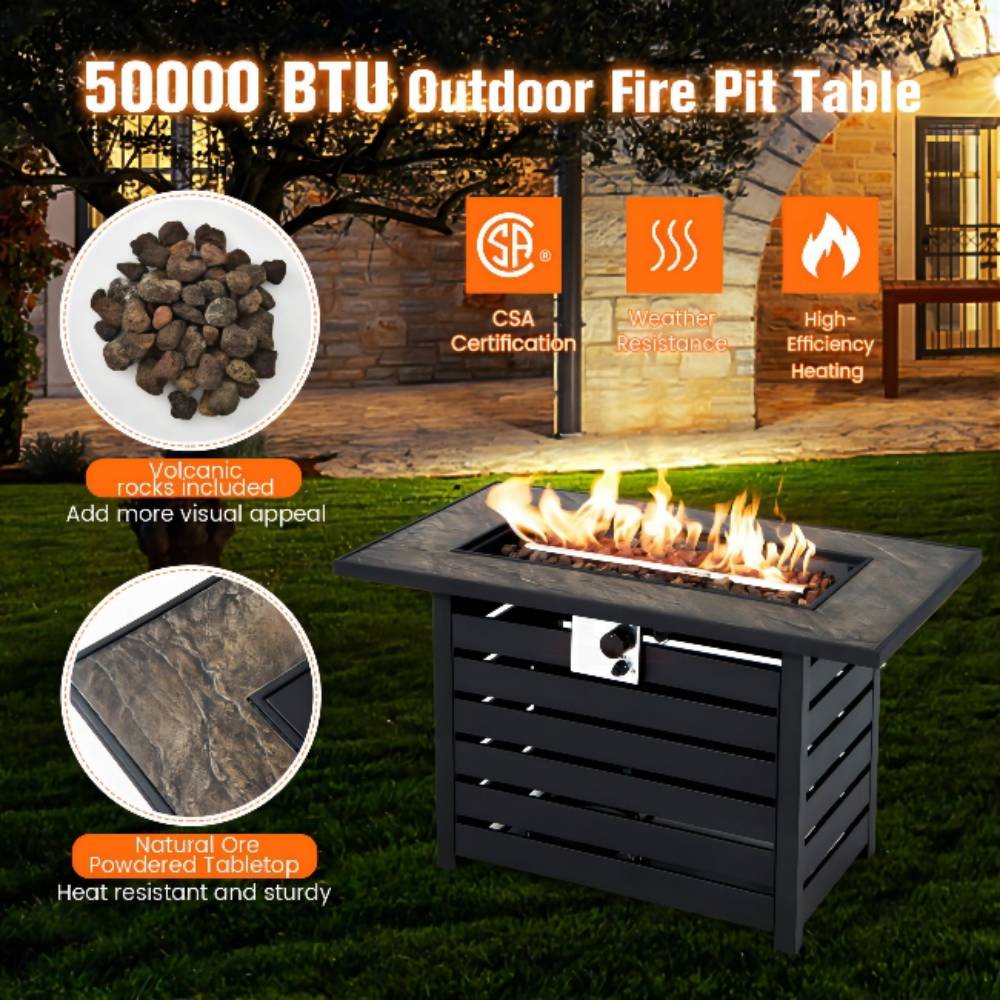 42 in. x 25 in. 60,000 BTU Rectangular Propane Fire Pit Table