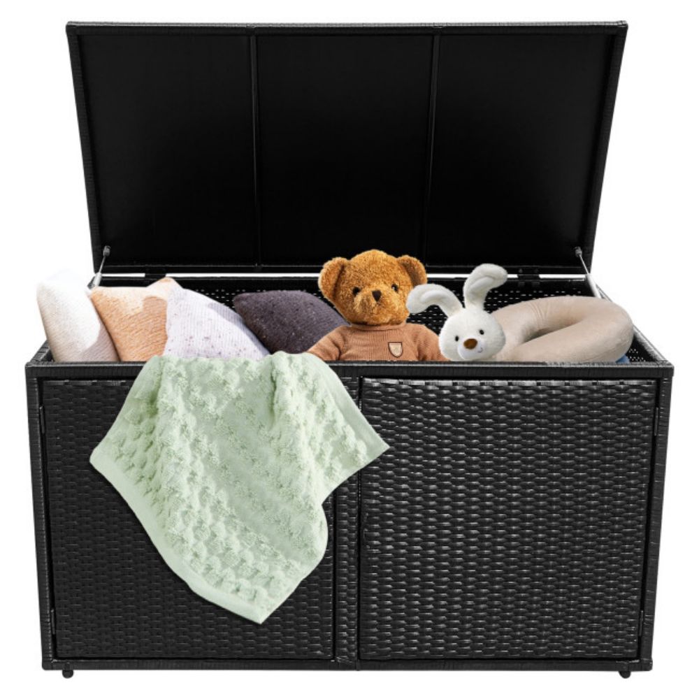 88 Gal. Outdoor Storage Bench Garden Patio Rattan Storage Container Box