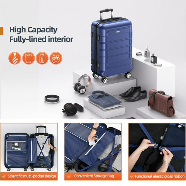 SUGIFT 3 Piece Luggage Set Expandable ABS Hard Shell luggage TSA Lock Hardside Double Spinner Wheels Suitcase BLUE