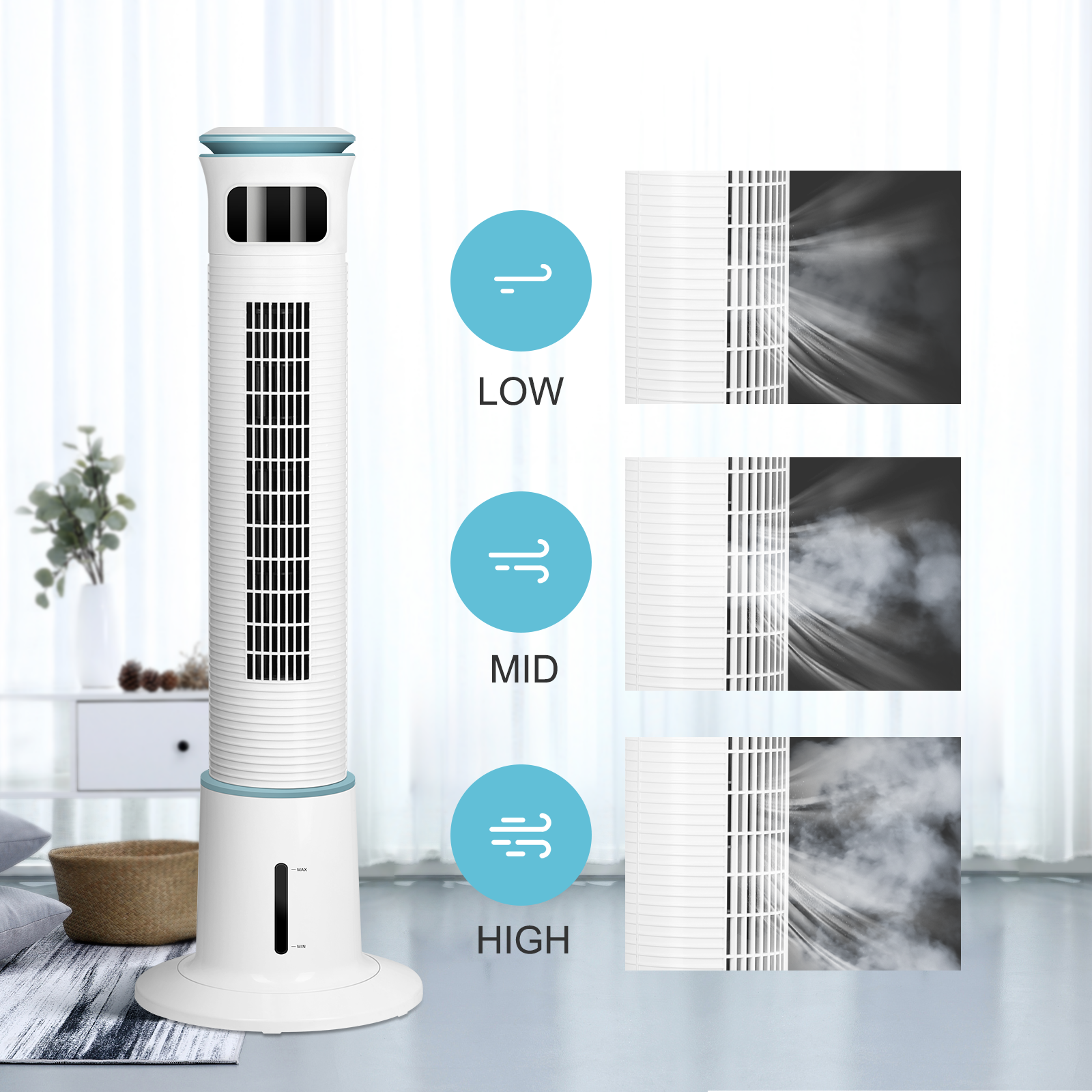 SUGIFT Tower Fan, Cooling Fan, 12 Speeds & 3 Modes Settings Standing Fan , 15 Hour Timing Closure, 43 Inches, 60¡ã Oscillating White