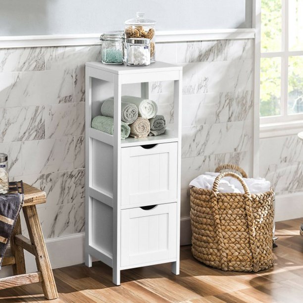 SUGIFT Wooden Floor Cabinet Storage Organizer with Removable Drawers