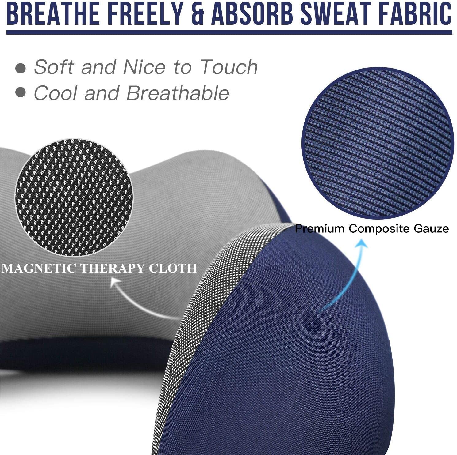 SUGIFT Travel Pillow 100% Pure Memory Foam Neck Pillow, Comfortable & Breathable Cover, Machine Washable, Airplane Travel Kit with 3D Contoured Eye Masks, Earplugs, and Luxury Bag, Standard (Blue)
