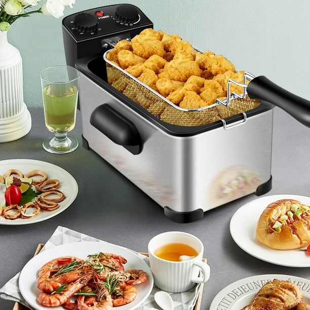 SUGIFT 3.2 Quart Electric Deep Fryer 1700W Stainless Steel Timer Frying Basket