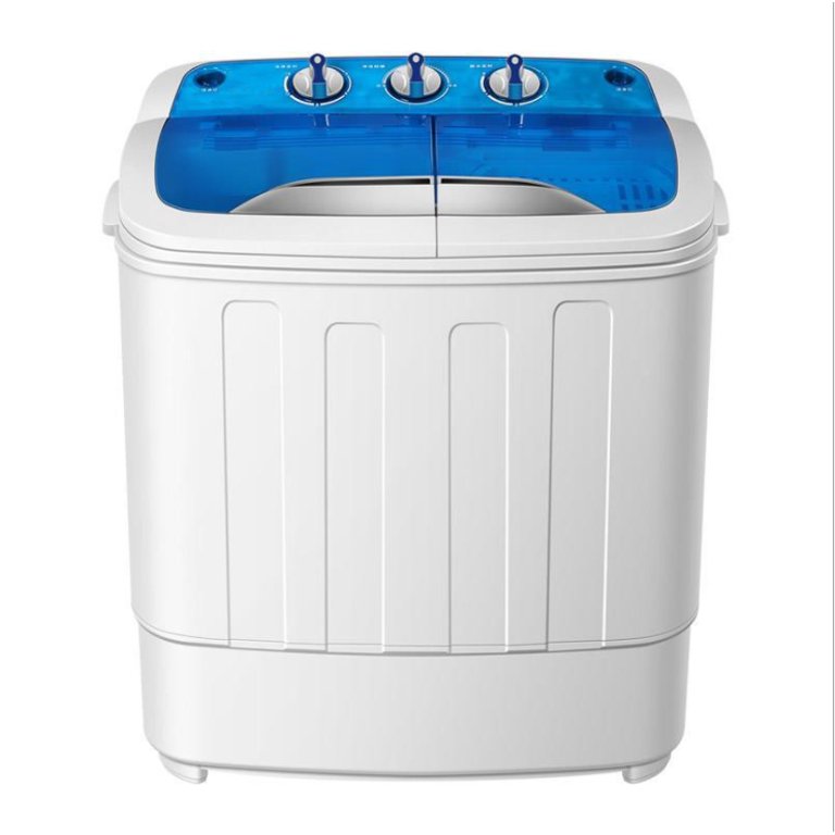 SUGIFT Washing Machine Electric Portable 2 in 1 Twin Tub Mini Laundry Washer and Spin Dryer Combo Washing Machine with Drain Hose for Apartments 13lbs Blue & White